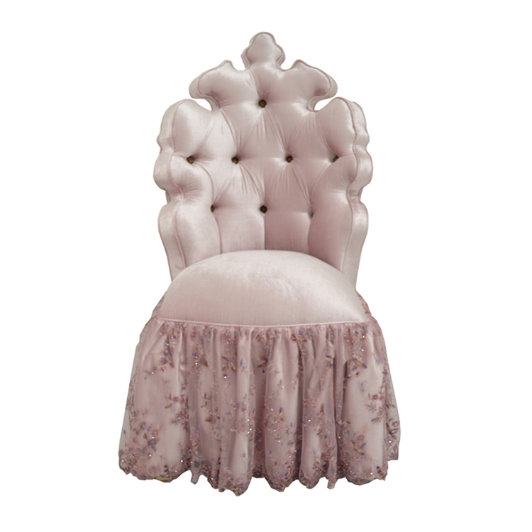 Vanity Chair Lavender Cotton Velvet, Tufted Vanity Bench