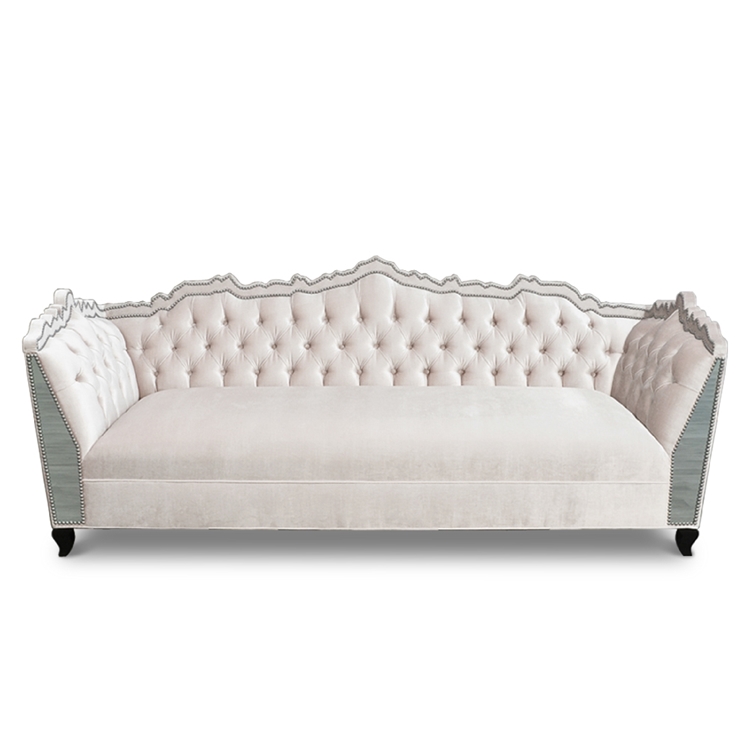 Bellissimo Mirror White Velvet Sofa