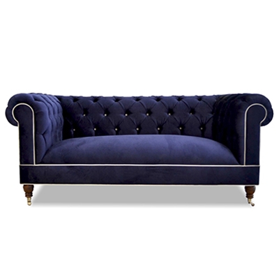 Chester Blue Velvet Tufted Sofa