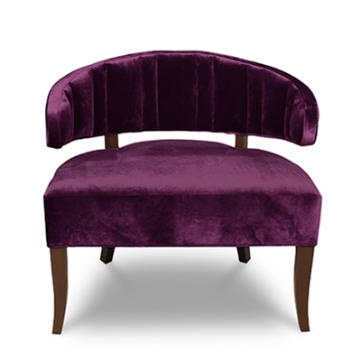 Eliza Channel Chair - Purple Velvet Channeled Chair - HauteHouseHome.com