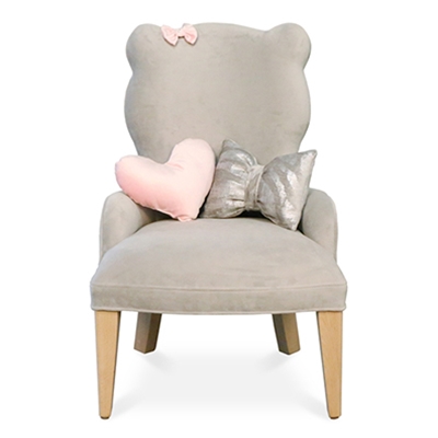 Eli Grey Velvet Bear Baby Chair