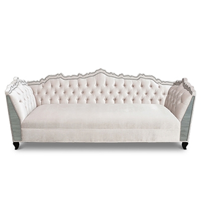Bellissimo White Tufted Velvet Mirror Sofa