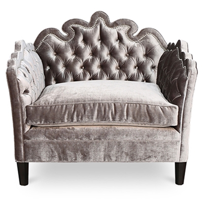 Bella Tufted Steel Grey Velvet Chair
