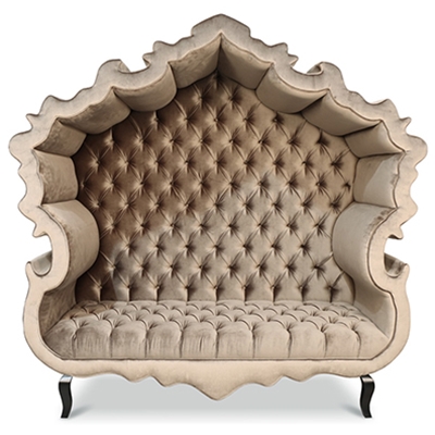 Thebes Tufted Back Taupe Velvet Banquette