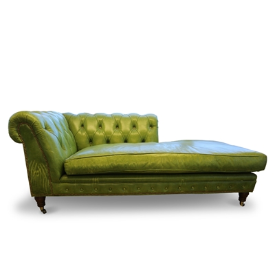 Michel Green Leather Sample Chaise