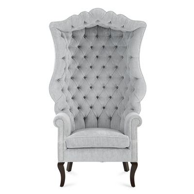 Peyton Hooded Light Grey Velvet Chair