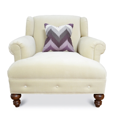 Ivory Non-Tufted Velvet Chair - Classic Style Chair - Haute House Home