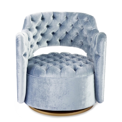 Tatiana Swivel Denim Blue Velvet Chair