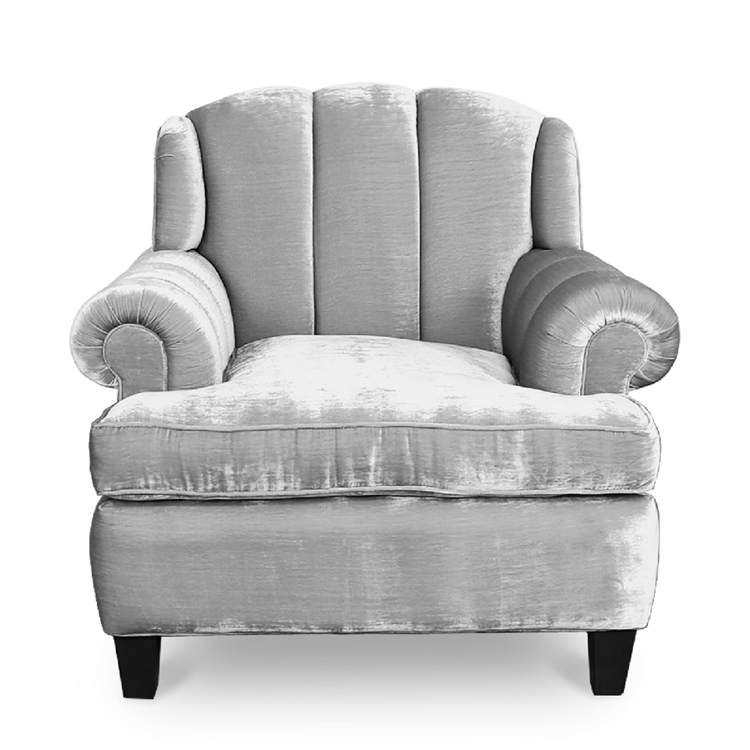 Smith Channel Chair - Silver Velvet Channeled Chair - HauteHouseHome.com