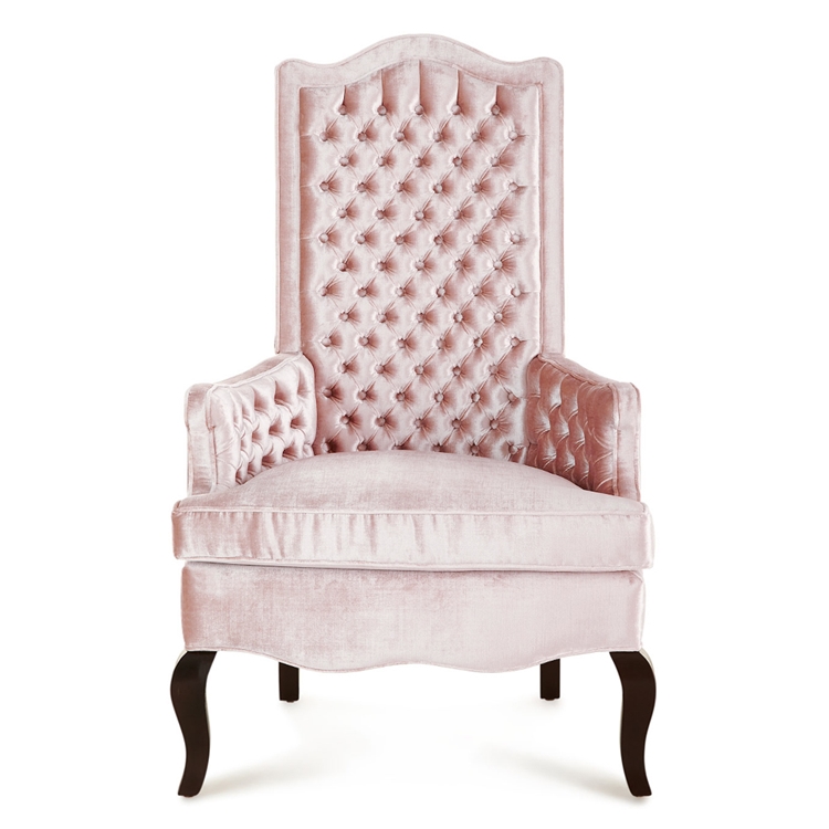 Marion Tufted High Back Coral Pink Velvet Chair