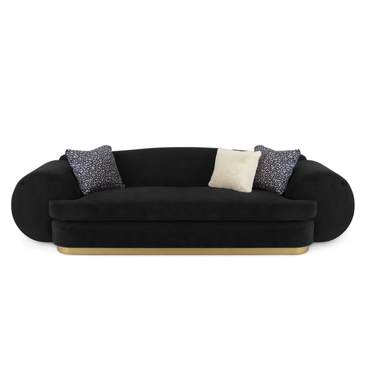 Bianca Black Velvet Modern Sofa